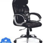 Oakcraft Luxury High Back Leatherette Office With Steel Base And Warranty Leatherette Office Executive Chair(Black, Optional Installation Available)