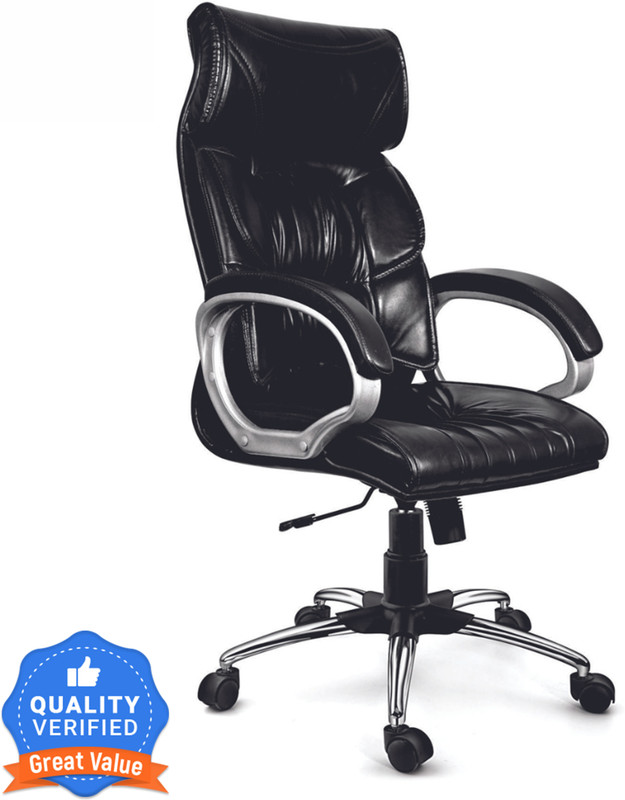 Oakcraft Luxury High Back Leatherette Office With Steel Base And Warranty Leatherette Office Executive Chair(Black, Optional Installation Available)