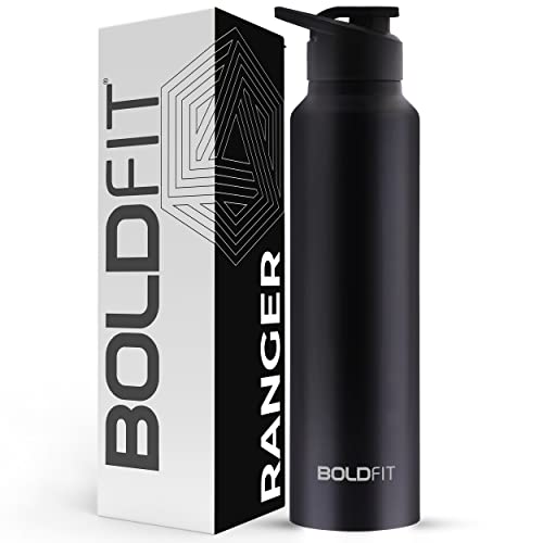 Boldfit Water Bottles Stainless Steel Water Bottle 1 Litre Steel Water Bottles For School, Office, Home, Gym 1 Litre Water Bottle For Men Leakproof, Rust Free Steel Bottle -1000 Ml Water Bottle Black