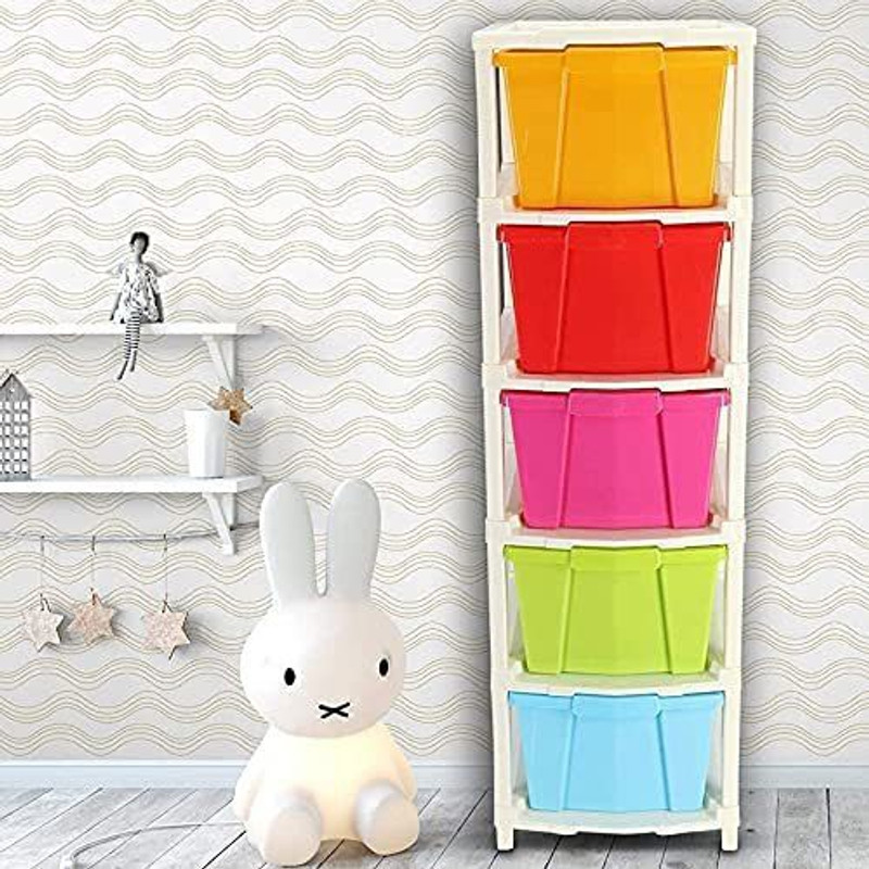 Pinkwhale 5 Compartments Plastic Modular Drawer(Multicolor)