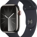 Apple Watch Series 9 Gps + Cellular 45Mm Graphite Case & Midnight Sport Band – S/M(Graphite Strap, Free Size)
