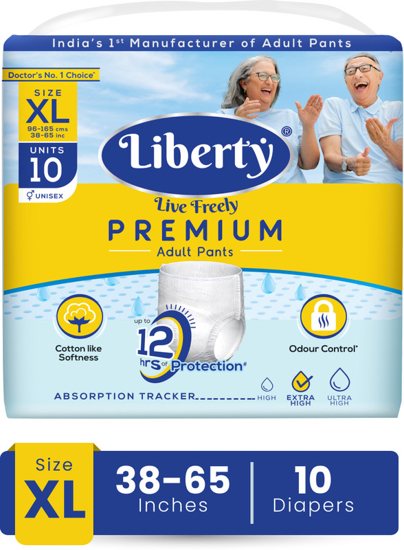 Liberty Premium Pants, Waist Size (38-65 Inches), Pack Of 1 Adult Diapers – Xl(10 Pieces)