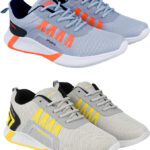 Birde Combo Pack Of 2 Casual Shoes Sneakers For Men(Grey, Orange, Yellow , 10)