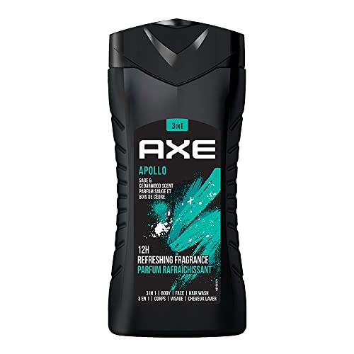 Axe Apollo 3 In 1 Body, Face & Hair Wash For Men, Long-Lasting Refreshing Sage & Cedarwood Fragrance For Up To 12Hrs, Natural Origin Ingredients, No Parabens, Dermatologically Tested, 250Ml