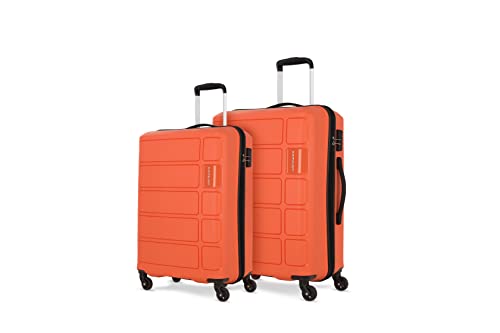 Kamiliant By American Tourister Harrier 2 Pc Set – 55 Cms & 68 Cms Small & Medium Polypropylene Hard Sided 4 Wheels Spinner Luggage/Suitcase/Trolley Bag (Carrot)