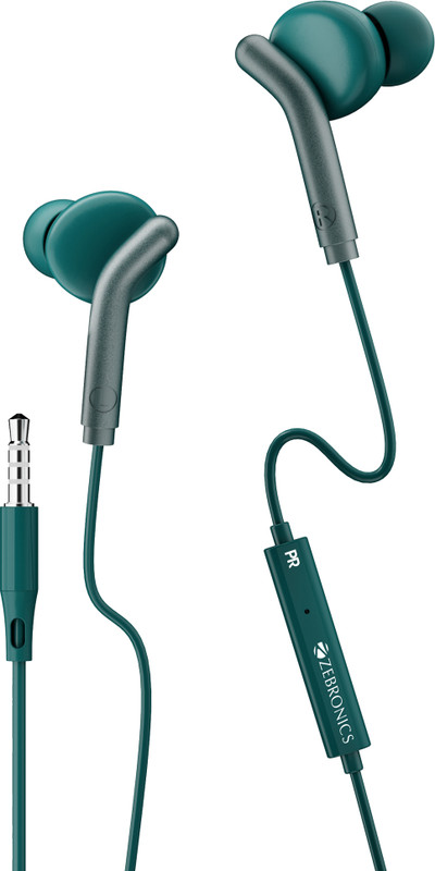Zebronics Zeb-Bro, With In-Line Mic, 3.5Mm Jack, 10Mm Drivers, Compatible For Phone/Tablet Wired(Green, In The Ear)