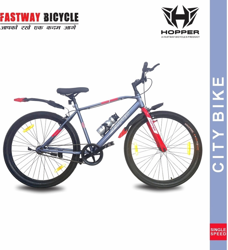 Fastway Bicycle Hopper Jetpro 26T Grey, With 90% Assembled 26 T (Inch) Road Cycle(Single Speed, Grey, Rigid)