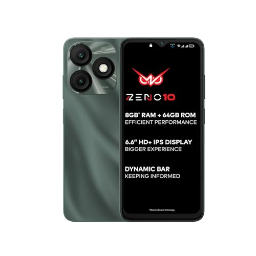 Itel Zeno 10|6.6″ Hd+ Display With Dynamic Bar| 3Gb Ram + 64Gb Rom, Upto 8Gb Ram With Memory Fusion|Octacore Processor|8Mp Ai Dual Rear Cam|5000 Mah Battery | Phantom Crystal