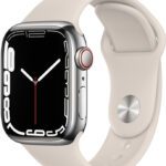 Apple Watchseries7(Gps+Cellular, 41Mm) Silverstainless Steel Case-Starlight Sport Band(Silver Strap, Regular)