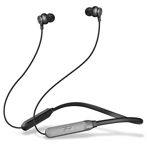 Ptron Tangent Duo In Ear Wireless Headphones With Mic, 13Mm Driver, Bluetooth V5.2, Dual Device Pairing, Fast Charging Type-C Wireless Neckband, Voice Assistant & Ipx4 Water Resistant(Black/Cool Grey)