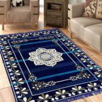 Nature A Blue Cotton Carpet(4 Ft,  X 6 Ft, Rectangle)
