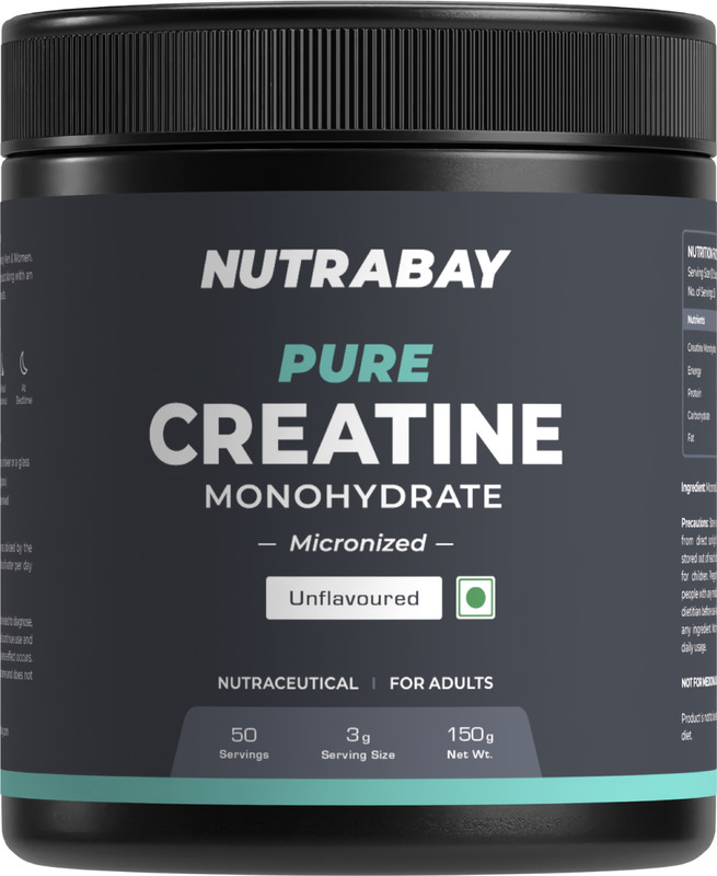 Nutrabay Pure Micronised Creatine Monohydrate | Pre/Post Workout Supplement -150 Gram Creatine(150 G, Unflavored)