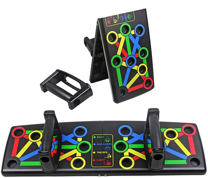 Shopeleven 14-In-One Abs Plastic Push Up Board Multifunctional Colour Coded Foldable Multi-Training Bar(Black)