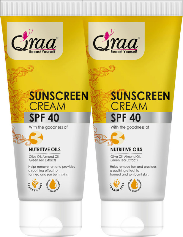 Qraa Sunscreen – Spf 40 Pa++++ Sunscreen Cream Spf 40|Helps Remove Tan|Helps In Sun Burn|Pack Of 2|(100Gm*2)(200 G)