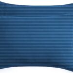 Bsb Home® 220 Tc Premium Glace Cotton Solid Striped Pillow Covers | Ultrasoft Breathable Envelope Closure| Pack Of 2 Pillow Covers King Size (Blue, 20 X 30 Inches)