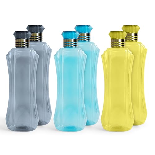 Homewiz Kitchen Plastic Water Bottle I Water Bottle 1 Ltr | Ideal For Kitchen Home Office Travel Small Fridge For Room Gym| Unbreakable & Leak Proof I Bpa Free | Set Of 6 Water Bottles