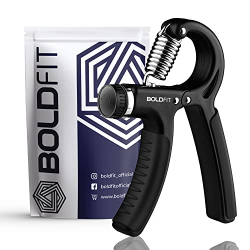 Boldfit Adjustable Hand Grip Strengthener, Plastic Hand Gripper For Men & Women For Gym Workout Hand Exercise Equipment To Use In Home For Forearm Exercise, Finger Exercise Power Gripper(5-40 Kg)Black