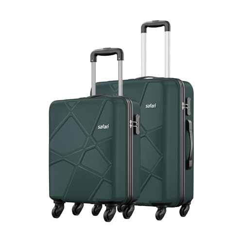 Safari Pentagon Set Of 2, Cabin & Checkin Trolley Bags Hard Case Polypropylene 4 Wheels 360 Degree Wheeling System Luggage, Travel Bags, Suitcase For Travel, Trolley Bags For Travel, Dusk Green