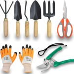 Jetfire Gardening Set Of 5 With Scissor, Prune Gloves (Wooden) Garden Tool Kit(8 Tools)