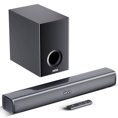 Mivi Fort H160 Soundbar, [Newly Launched]- 160 Watt Home Theatre Sound Bar, 2.1 Channel, 2 In-Build Speakers And 1 External Subwoofer, Multiple Eq & Input Modes, Made In India Soundbar For Tv