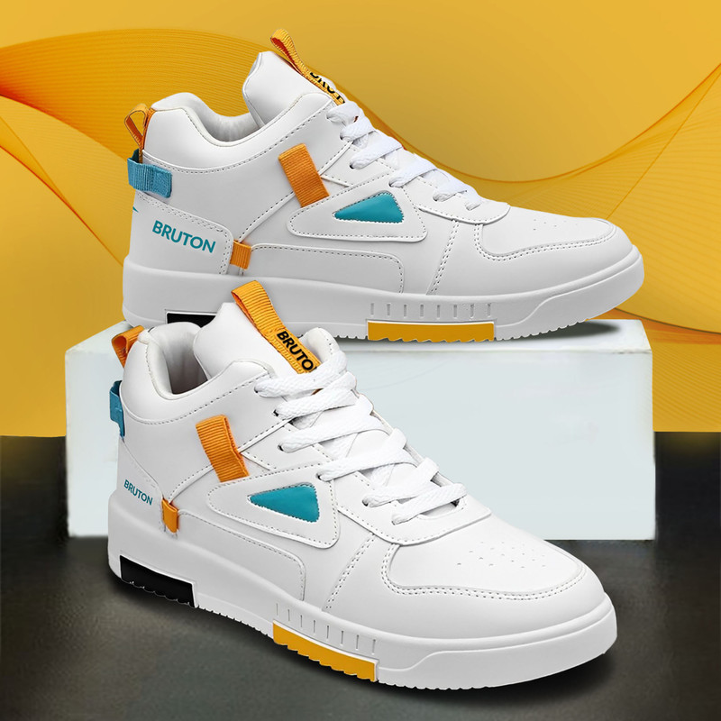 Bruton White Trendy & Stylish Casual Shoes Sneakers For Men(White , 8)