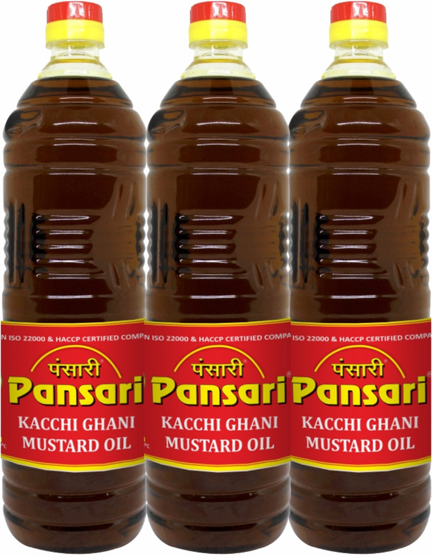 Pansari Kacchi Ghani Mustard Oil Plastic Bottle(3 X 1 L)