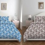 Amazon Brand – Solimo Bedsheet | Double Bed | 2 Pillow Covers | 80-85 Gsm (Set Of 2) (Blue And Brown)
