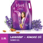 Vivel Fragrant Body Wash Lavender & Almond Oil Shower Gel, Supersaver Xl Refill Pouch(1500 Ml)