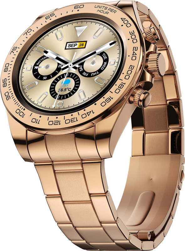 Fire-Boltt Blizzard 32.5Mm (1.28) Luxury Watch With Bt Calling,Stainless Steel Body Smartwatch(Rose Gold Strap, Free Size)