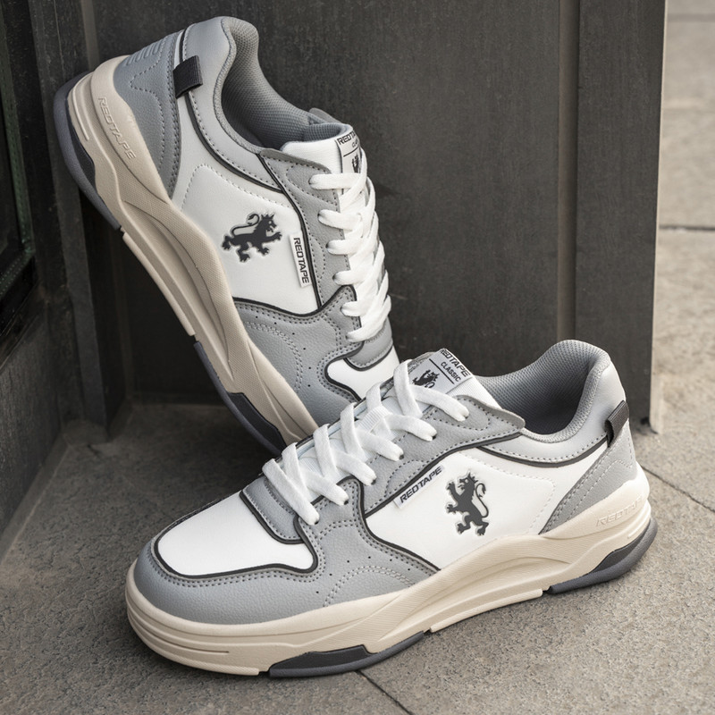 Red Tape Lifestyle Sneakers For Men | Premium Pu Upper, Cushioned Comfort, Stylish Design Casuals For Men(White, Grey , 9)