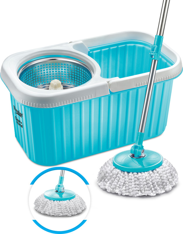 Prestige Psb 11 Magic Mop With Steel Winger And 2 Mop-Heads Mop Set(Blue 18 Inches)