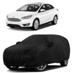 Sulfar 100% Water Resistant Car Body Cover Compatible With Mirror For Ford Focus (Triple Stitched, Full Bottom Elastic, Black)