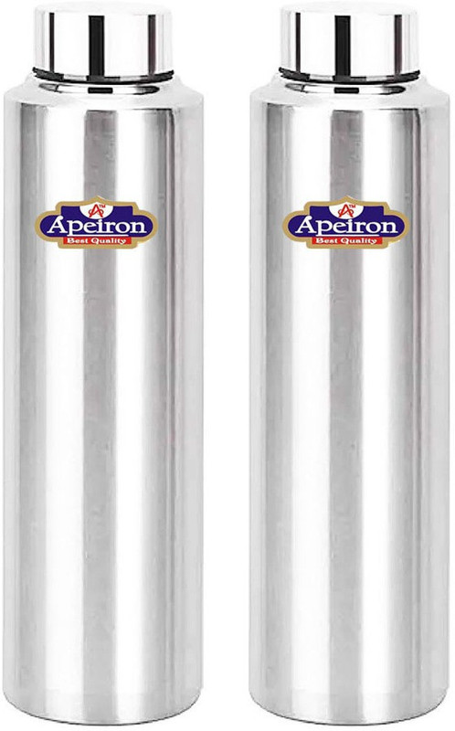 Apeiron Stainless Steel Fridge Water Bottle Silver 1000 Ml Bottle(Pack Of 2, Silver, Steel)