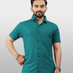 Vebnor Men Self Design Casual Dark Blue Shirt