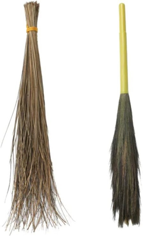Kiran Combo Of Laxman Eco Friendly Floor Grass Broom + Coconut Kharata – Set Of 2 Pcs Bamboo Wet And Dry Broom(Brown, 2 Units)