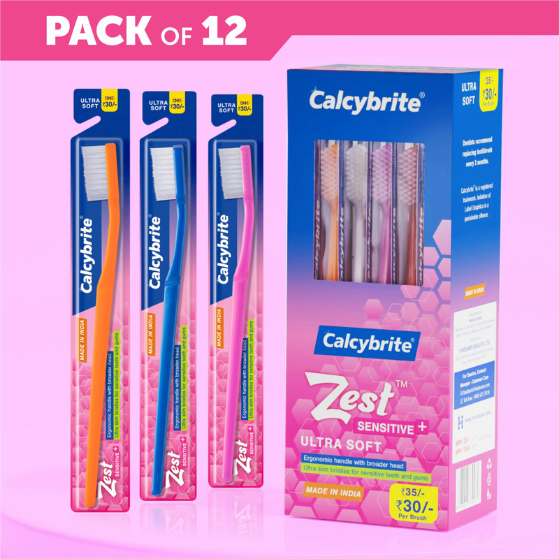 Calcybrite Zest Sensitive+ Ultra Soft Toothbrush(Pack Of 12)