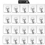 Daluci Strong Adhesive Wall Door Sticky Hanger Holder For Kitchen And Bathroom Hook 20(Pack Of 20)
