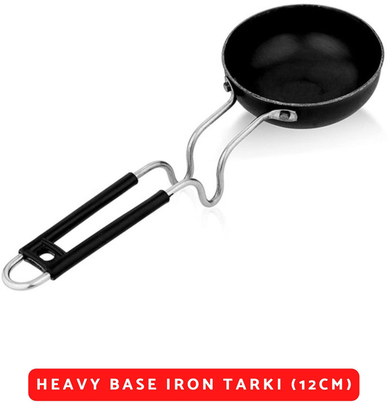 My Store Heavy Quality Base Iron Tadka Pan 12 Cm Diameter 0.2 L Capacity(Cast Iron, Steel)