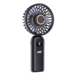 Ant Turbo10 Mini Portable Handheld Fan Quite Powerful Built In Rechargeable Battery-Operated Fan With Mobile Holder Digital Display 3 Speeds 90°Adjustable Personal Small Hand Fan Travel Makeup_Black