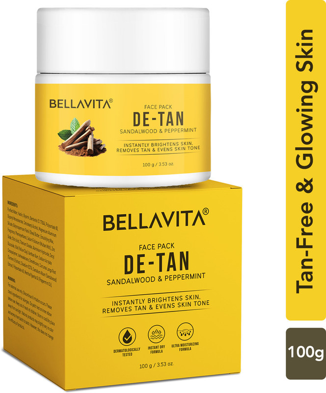 Bellavita Detan Face Pack For Instant Skin Brightening & Tan Removal, Women & Men(100 G)