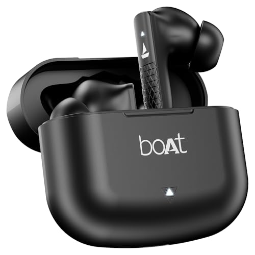 Boat Airdopes 91, 45Hrs Battery, 50Ms Low Latency, Enx Tech, Fast Charge, Ipx4, Iwp Tech, V5.3 Bluetooth Earbuds, Tws Ear Buds Wireless Earphones With Mic (Active Black)