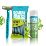 Bombay Shaving Company Sensi Stud Disposable Razor (Pack Of 5) And Charcoal Shaving Foam Combo | Shaving Cream For Men Offers | All Skin Type Saving Cream Best