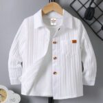Emblica Boys Self Design Casual White Shirt