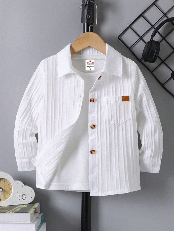 Emblica Boys Self Design Casual White Shirt