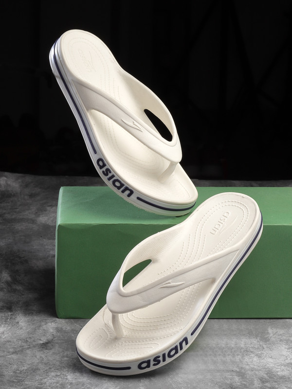 Asian Men Flip Flops(White , 7)