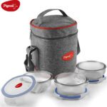 Pigeon Healthy Fresh Borosilicate Glass 3 Containers Lunch Box(400 Ml)