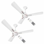 Havells 1200Mm Ambrose Bldc Motor Ceiling Fan | 5 Star Rated With Rf Remote, 100% Copper, Upto 57% Energy Saving | Eco Active Technology, 2 Year Warranty | (Pack Of 2, Pearl White Wood)