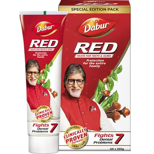 Dabur Red Toothpaste – 750G (250Gx3) Special Edition Pack |Fluoride Free |Helps In Bad Breath Treatment, Cavity Protection, Plaque Removal | For Whole Mouth Health | Power Of 13 Potent Ayurvedic Herbs