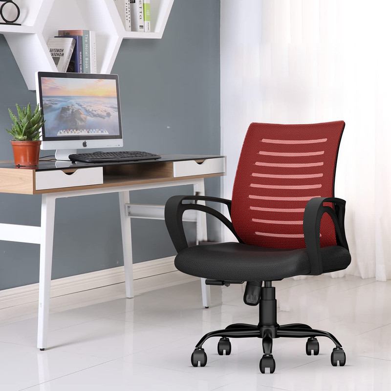 Cellbell Desire C104 Mid Back Comfortable Fabric Office Executive Chair(Red, Diy(Do-It-Yourself))