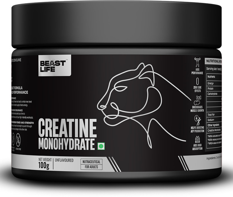 Beastlife Super Micronized Creatine Monohydrate Unflavoured 100G | Nabl Lab Tested Creatine(100 G, Unflavoured)